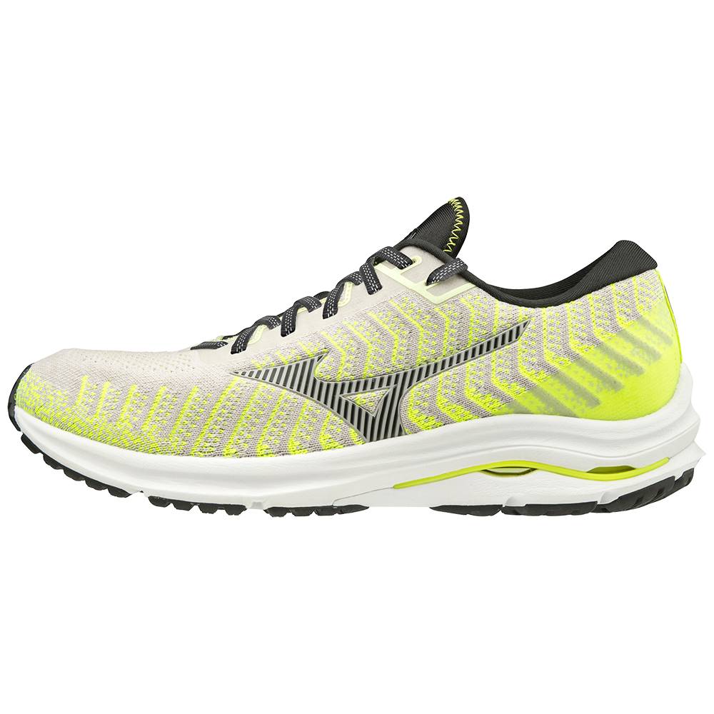 Mizuno Wave Rider 24 WAVEKNIT™ - Erkek Koşu Ayakkabısı - Beyaz/Sarı Türkiye (GLKRZV-045)